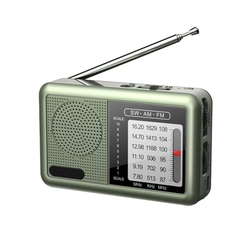Nybhyjka Radio Portátil Am FM,Radio Portátil De Banda Completa | Radio de Onda Corta Recargable Radio meteorológica Am FM | Equipo de Audio Gran recepción Auricular Jack Transistor Radio para Viajes