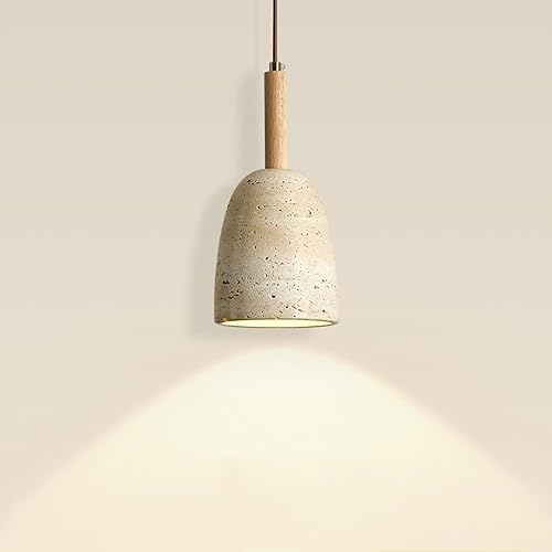Vintage Solid Wood Pendant Light Japanese Style Simple Bedside Hanging Lamp Modern Small Yellow Travertine Chandeliers for Kitchen Island Living disponible en Yaxa Costa Rica