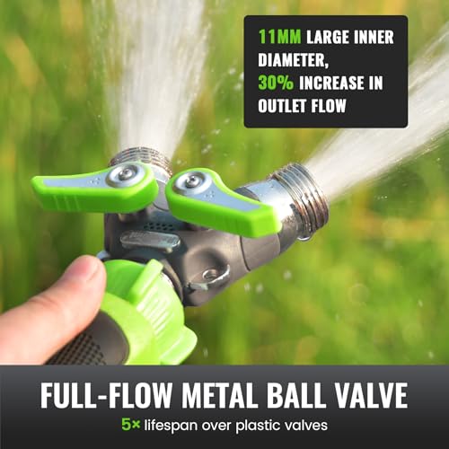 RAINPOINT Y-Verteiler 3/4\, 2 Wege Verteiler Wasser, 100% Metallgehäuse Verteiler mit unabhängigem Schalter und 3/4\ Adapter 1/2\, Wasserdurchfluss regulier- und absperrbar, für Waschmaschine, Gärten