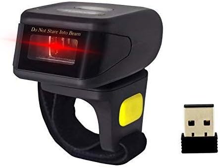 Alacrity Portable 1D Barcode Scanner,Wearable Ring Wireless Finger Mini Bar Code Reader Compatible for Windows, Mac OS, Android 4.0+, iOS 380mA Battery