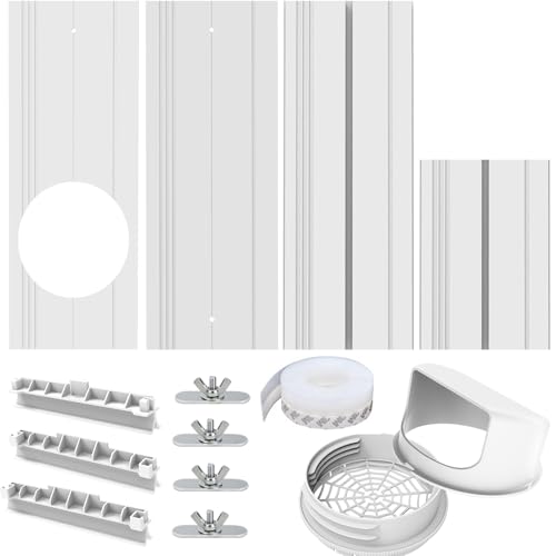 Portable Air Conditioner Window Vent Kit with 2-in-1 Coupler Fit for 5.0'/5.9” Exhaust Hose, Mobile AC Unit Window Seal Vent Kit with Seamless Slot Plates for Vertical/Horizontal Sliding Window