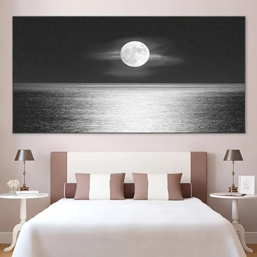 Affiches sur toile de lune mer 75x150cm impression haute définition