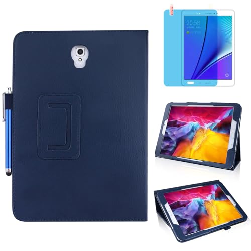 Schlankes Leder Hülle für Samsung Galaxy Tab S3 9.7 Inch 2017 (SM-T820 T825 T827),Mehrwinkel Ständer Voll schützendes Tablette Cover,Mit Stylus Pen,Bildschirm Film (Blue)