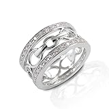 Kelly Herd Wide Band Bit Ring with Cubic Zirconia Stones | Sterling Silver Jewelry for Women | Engament | Wedding - 10mm (Size 7)