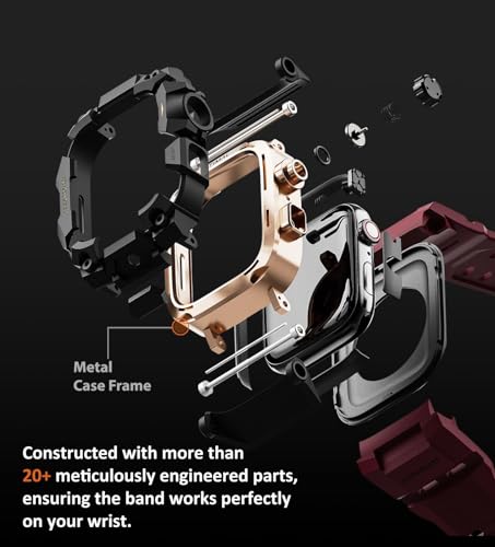 Image of ULTIMAL Rugged Case with Band for Apple Watch 46mm,Compatible with Apple Watch Series 11 /10, Military Grade Shockproof Bumper Cover for iWatch Tactical Band Men (46mm,Red)