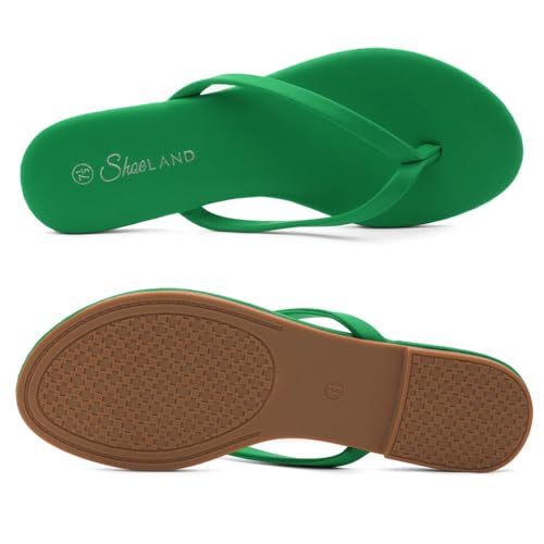 Image of Shoe Land Thong Flip Flops for Women, Memory Foam Flat Sandals, Lightweight Summer Slides, Non Slip Comfort Sandals for Beach, Travel and Everyday Wear