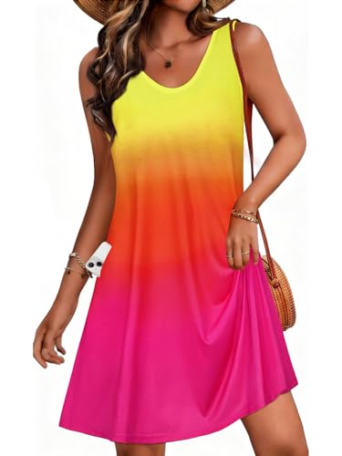 Image of CHICGAL Womens Summer Dresses Casual Sleeveless Loose T Shirt V Neck Sundress Swing Beach Cover Up with Pockets 2026