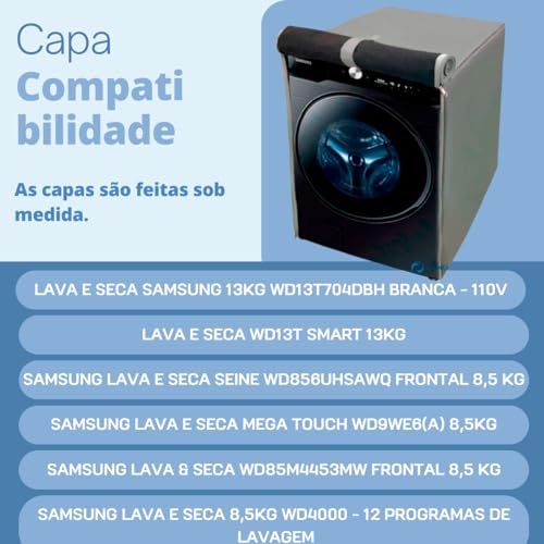 CAPA PARA LAVA E SECA SAMSUNG 13KG WD13T IMPERMEÁVEL (CINZA)