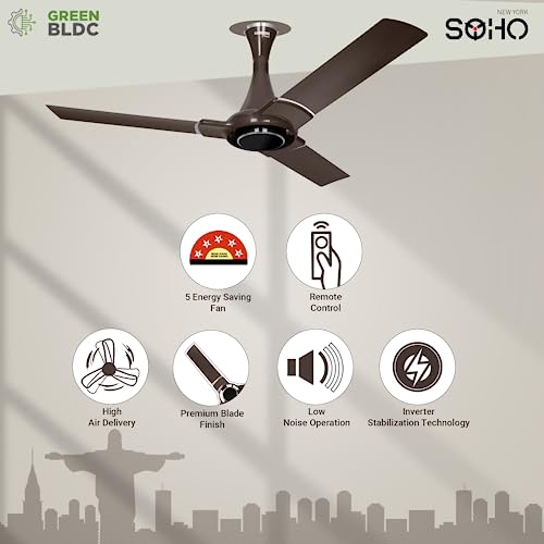 Image of RR Signature 1200 MM SOHO BLDC Fan 32 W 3 Blades for Home & Office I Ceiling Fan with Remote I 60% Energy Savings I 2 Year Warranty
