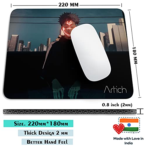 Image of Artich Designer Gaming Mouse Pad for Office Laptop /Computer with Super Soft Non-Slip Rubber Base and Lycra Cloth Surface for Silky Touch (JJK Yuji x Sukana)