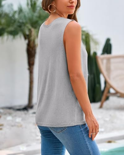 BTFBM Women's Sleeveless Sweater Vest 2025 Summer Crew Neck Ribbed Knit Lightweight Pullover Casual Loose Fit Tank Tops