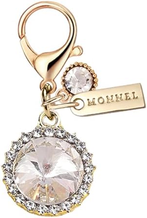 MC569 Little Round Crystal Lobster Clasp Charm for Women with Velvet Bag (White,1 Piece) image 4