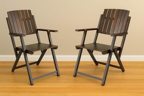 Image of WELL KNOWN Chair - Solid Sheesham Wood Made Portable Folding Indoor Chairs (Coffee Color, 2)