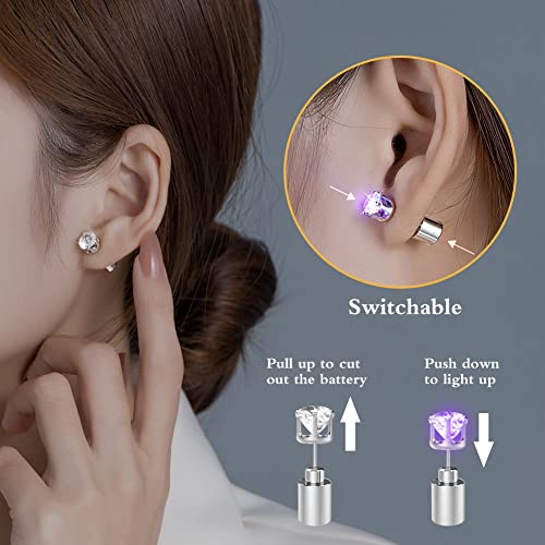 Esonstyle 5 Pairs Bright Stylish Fashion Led Earrings Glowing Light Up Earrings Diamond Crown Ear Drop Pendant Stud Stainless #TOP2