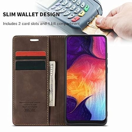 Image of Case for Samsung Galaxy S25 Ultra 5G, Genuine Leather Flip Wallet with [Kickstand] [RFID Blocking Card Holder] [Magnetic] Shock-Absorbent Back Cover (Coffee Brown)