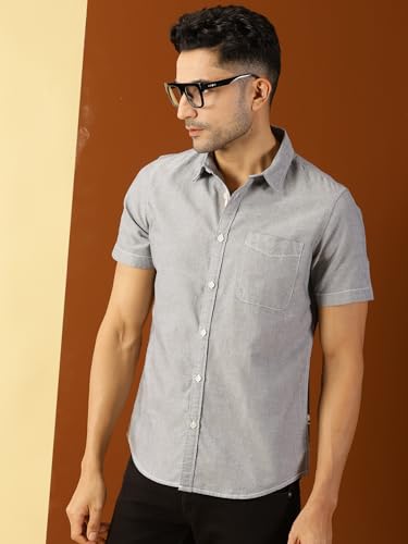 Image of Thomas Scott Men's Cotton Casual Shirt | Regular Fit | Soft & Breathable Fabric | Stylish Everyday Wear for Work, Travel & Outings