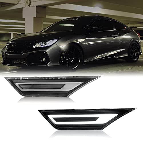 Mynoway LED Side Marker Light Replacement for Civic (10th Gen) Coupe/Hatchback/Sedan 2016-2021, 2PCS Front Side Position Fender Driving Lamp, Clear Lens