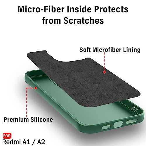 Image of TheGiftKart Liquid Silicon Back Cover Case for Mi Redmi A1 / A2 | Stylish Camera Protection Module | Micro-Fibre Lining Inside | Shockproof Back Cover Case for Mi Redmi A1 / A2 (Silicone, Green)