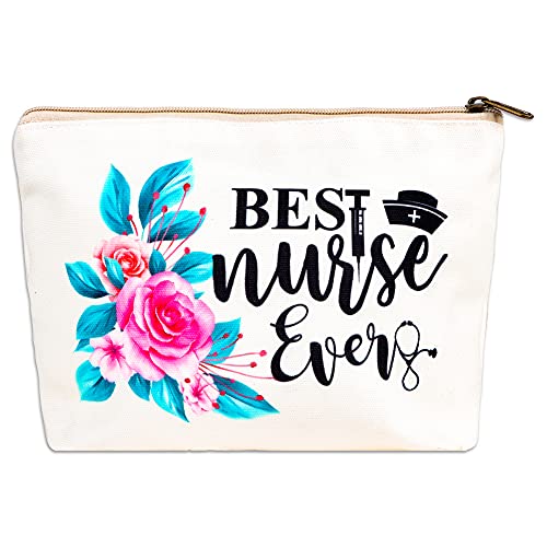 FaCraft Nurses Gifts for Women Nursing Students Best Nurse Ever Makeup Bag,Nursing Cosmetic Travel Bags for Nursing School Graduation Gifts Nurses Retirement Gift Nurses Female Christmas Birthday Gifts