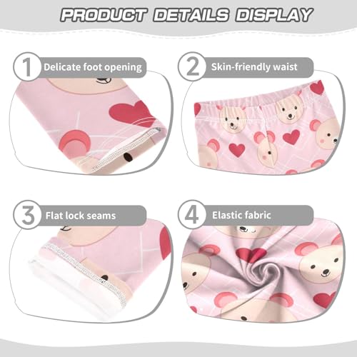 Kids High Waist Teddy Bear Red Heart Valentine's Leggings for Toddler Girls 4T 202b29723