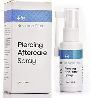 Recuren Plus Piercing Aftercare Spray Solution to Shrink Piercing Bumps, Suitable for Ears, Nose, Tongue, Navel Piercings, Cleansing Treatment, Soothing Mist 30ml (1PACK)