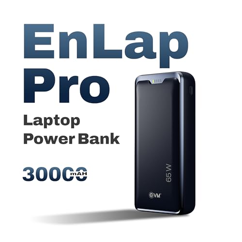 EVM EnLap Pro 30000mAh Power Bank (Misty Black) | 65W PD Fast Charging | Li-Polymer Battery | Type-C Input/Output for Laptops & Mobiles | Dual Input, Dual Output view 2