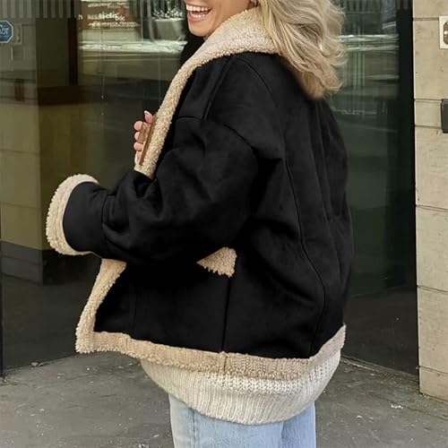 Women's Long Sleeve Oversized Sherpa Fleece Jacket With Cozy Stylish Winter Coat For Casual Wear Warm Outerwear2