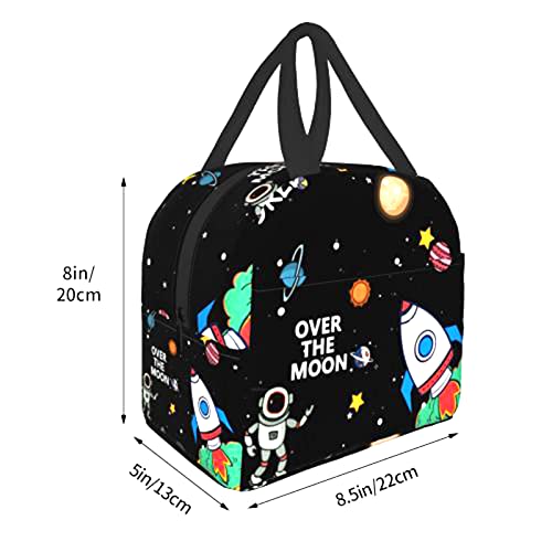 Outer Space Lunch Bag Reusable Lunch Box Insulated Zipper Meal Box Keep Warm Cooler Handbag For Teen Boys Girls School Office Outdoor Travel Picnic (Space Lunch Bag-2) #TOP1