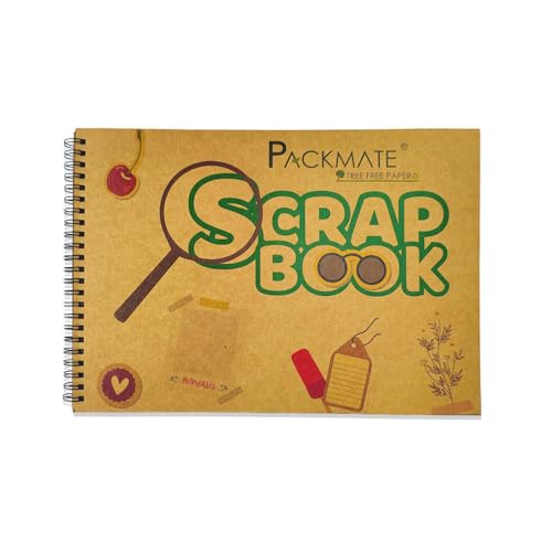 Image of Packmate A4 Black Scrapbook, Scrap Book for School Projects, Photo Album, Journaling & DIY Crafts, Thick Black Pages