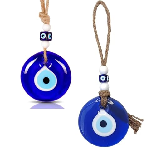 Ojo Turco,2 Piezas Amuleto Buene Suerte,Adorno de Pared,Turco Azul Evil Eye,Adorno de Puerta,Regalo de casa Nueva,Regalo de Bendición,para Coche Hogar y Oficina