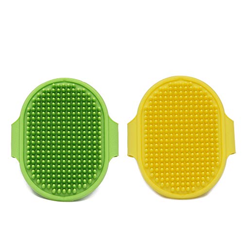OMAIC 2PCS Dog Brushes for Grooming, Soft Rubber Bath Massage Shedding Brush for Dogs and Cats, Gently Adjustable Remove Dogs Cats Hair Brush