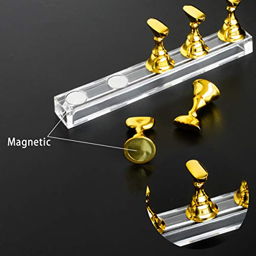 image for JUSTOTRY 4 Sets Pink Nail Stand for Press on Nails Display, Magnetic F