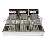 Fritadeira Elétrica com Óleo Industrial Tripla Cuba, Aço Inox, 9L Total, 1500W por Cuba, Termostato 50-300° (220V)