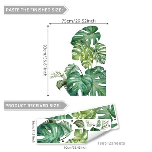 Vinilo decorativo de pared 3D hojas Monstera 30x90 cm miniatura 5
