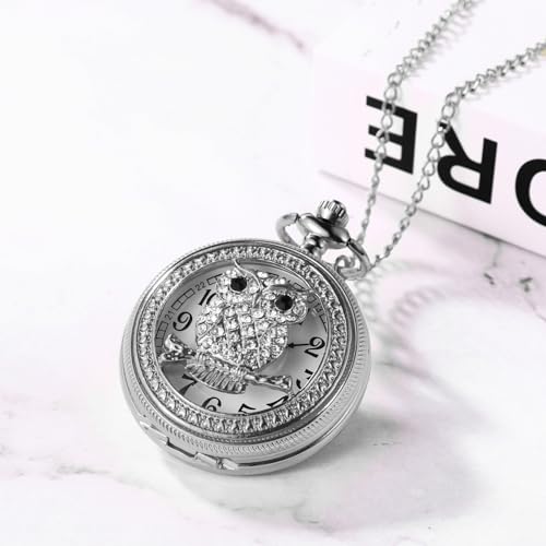 Image of JewelryWe Vintage Pocket Watch Cool Gear Steampunk Retro Pendant Necklace Watches for Men Women Halloween Costumes Daily and Office