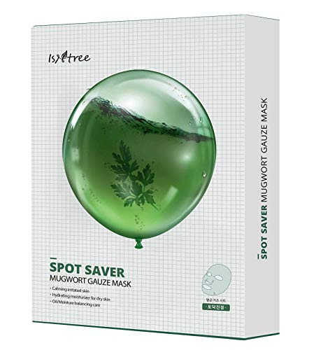 ISNTREE Mugwort calming gauze mask 10 ea 23g | Soothes ensitive skin | Hydrates dry skin quickly