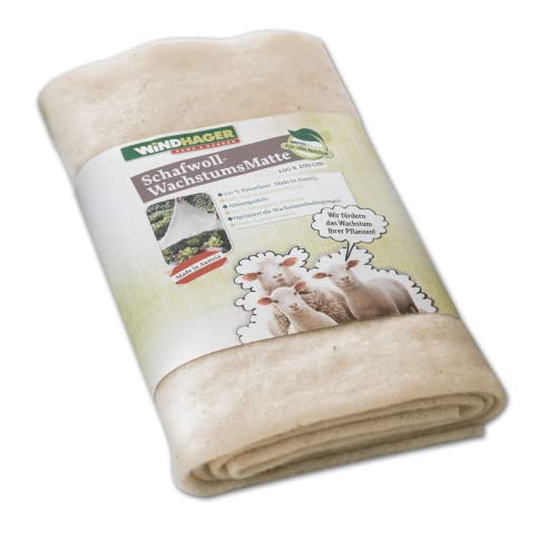 Preisvergleich Produktbild Windhager Wachstumsmatte ÖKO, Vliesdecke, Kälteschutzdecke, Frostschutz für Pflanzen, Schafwoll-Filzmatte, 2 x 1m, 90g / m², 06026, weiß