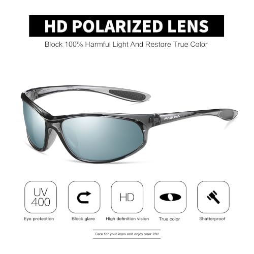 Image of FAGUMA Polarized Sports Sunglasses For Men UV400 Protection | Cycling Driving Fishing