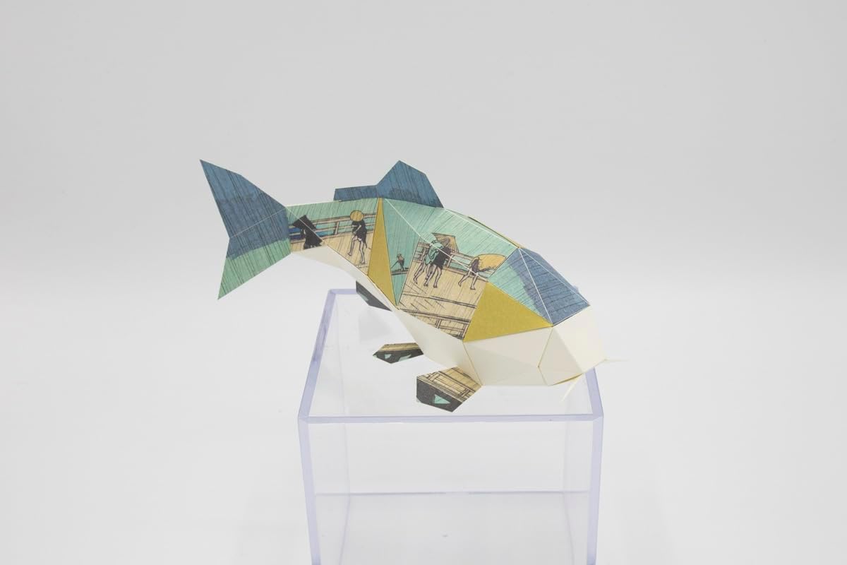 Paper Craft: KAKUKAKU Ukiyo-e Nishiki Koi Oakawa Hiroshige Otake no Yatachi (Interior/Made in Japan)