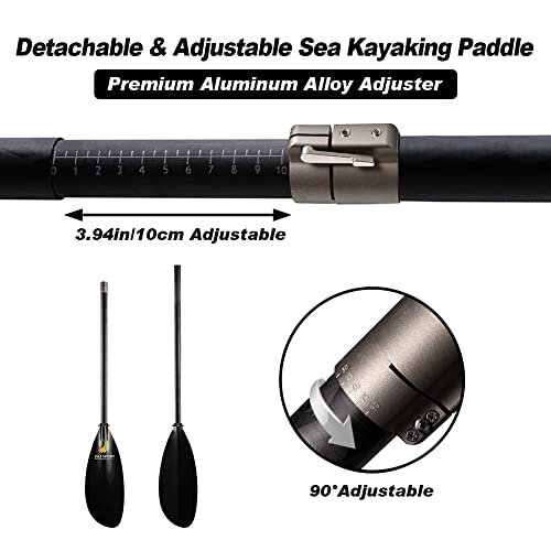 Z&J Sport Sea Kayak Paddle Full Carbon With Paddle Bag, Adjustable Recreational Touring Kayak Paddle For Dynamic Kayaking In Ocean, River, Lake (Sk-I) (Straight，210-220Cm) #TOP2