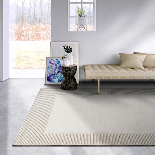Villeroy & Boch Wollteppich Johann - Natur Wohnzimmerteppich - Schurwolle & Natürlich - Boho Skandi Teppich Wolle für Wohnzimmer, Schlafzimmer, Esszimmer, Flur –Natur Creme, 160x230cm