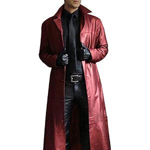 Zwarte leren jassen voor heren Leren jassen over de hele lengte Heren Classic Biker Faux Slim Fit Moto Lange jas