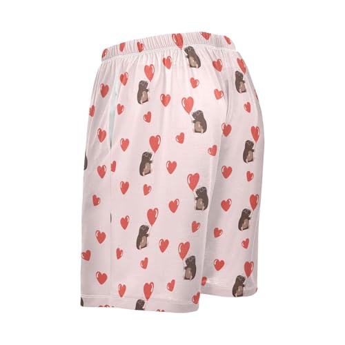 Men's Pajama Shorts Soft Comfy Sleep Shorts Lounge Valentine's Moles Hearts Pjs Bottoms with Pockets4
