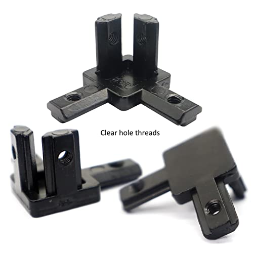 Image of 8Pcs 2020 Aluminum Extrusion T Slot Corner Bracket 20 Series Extruded Hardware 3 Way Tri Connector with Set Screw for 20 /20 2040 T V Slot Black Aluminum Profile Frame Fitting