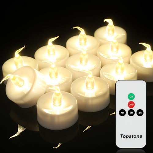 Topstone Flameless LED Tealights, Battery Remote & Timer 12 Pack
