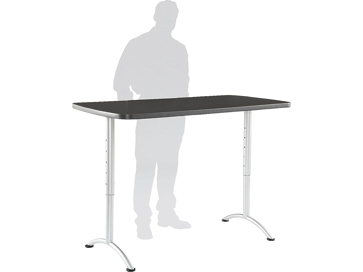 Iceberg ARC 5-Foot Rectangular Conference Table, Office Furniture, Fixed Height, 30” x 60”, Graphite Top, Silver Legs