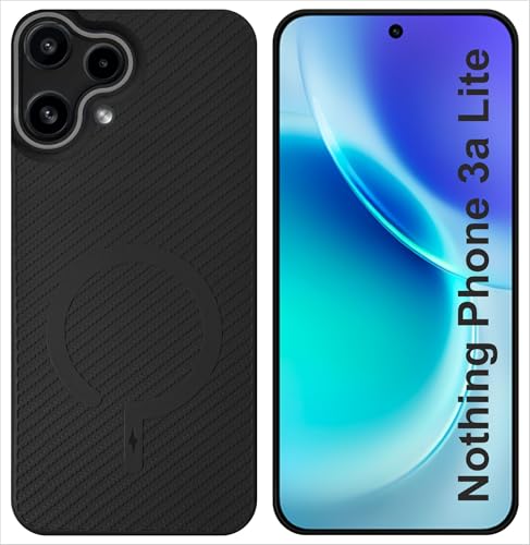 Image of SBMS Back Cover for Nothing Phone 3a Lite Soft Matte Silicone Cover with Slim Fit | Mag-Safe Logo (Not Mag-Safe Compatible) | Shockproof | Camera Protection Bumper Case for Nothing 3a Lite (Black)