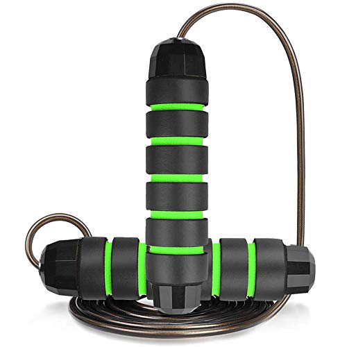 AIXMEET Skipping Rope, 3M verstelbare springtouw met zacht schuim handvat en Tangle-vrije PVC gecoate stalen kabel, voor volwassen vrouwen mannen Fitness Oefening & vetverbranding