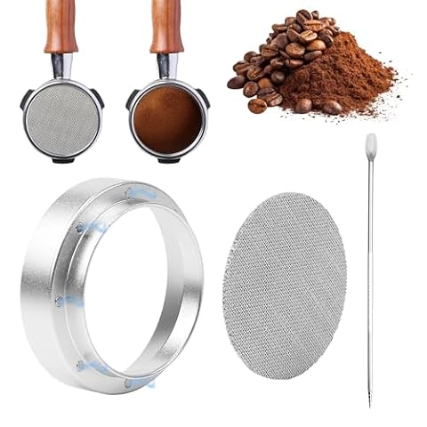 Magnetyczny lejek dozujący 51 mm, aluminiowy lejek do espresso z ekranem krążkowym i igłą do latte art, pierścień dozujący do kawy, lejek dozujący do espresso dla baristy, do domu