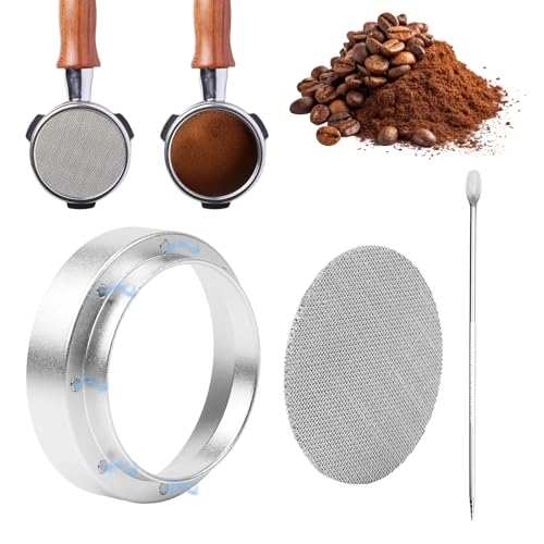 Magnetyczny lejek dozujący 51 mm, aluminiowy lejek do espresso z ekranem krążkowym i igłą do latte art, pierścień dozujący do kawy, lejek dozujący do espresso dla baristy, do domu